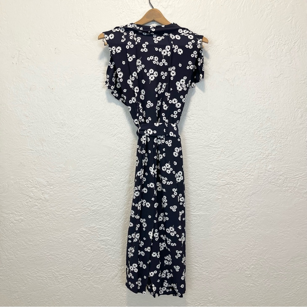 BGL Dress Navy Blue Floral Wrap Belted XL Extra Large - Picture 10 of 10